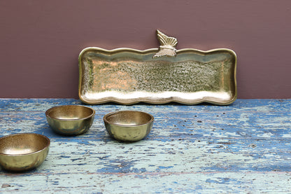 Gold tray with serving bowls